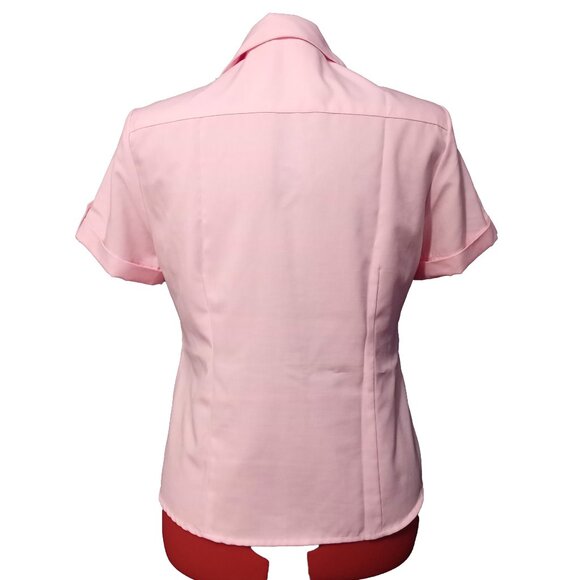 Haggar Petite Pink Button Down Short Sleeve Dress Shirt US M - Picture 2 of 6